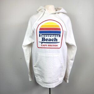 Inverness Beach Cape Breton Surfer White Hoodie Hooded Sweatshirt Men's Size S